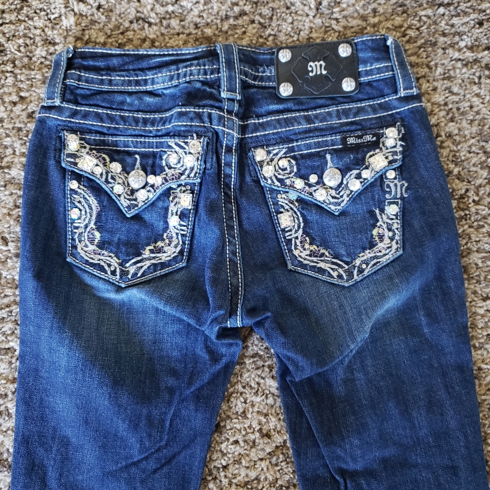 MISS ME Mid-Rise Skinny Jeans with Rhinestones Size 25